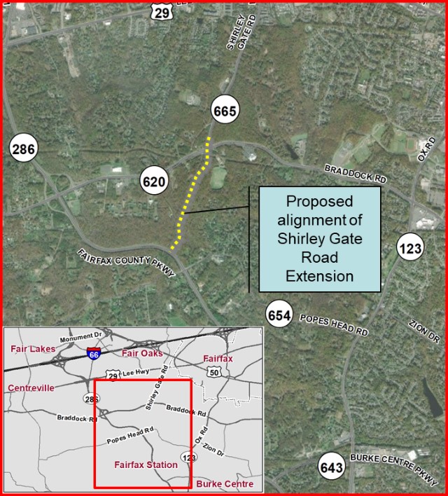 Graphic of the Shirley Gate Rd Extension project area
